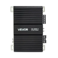 VEVOR Monoblock Car Amplifier, 400W RMS MAX, 1/2/4 Ohm Stable, 1-Channel Class D Car Audio Amplifier with Remote Subwoofer Level Control, Low Pass Filter, Bass Boost & Phase Shift, Volume Controller