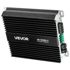 VEVOR Monoblock Car Amplifier, 1200W RMS MAX, 1/2/4 Ohm Stable, 1-Channel Class D Car Audio Amplifier with Remote Subwoofer Level Control, Low Pass Filter, Bass Boost & Phase Shift, Volume Controller