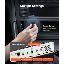 VEVOR Monoblock Car Amplifier, 1200W RMS MAX, 1/2/4 Ohm Stable, 1-Channel Class D Car Audio Amplifier with Remote Subwoofer Level Control, Low Pass Filter, Bass Boost & Phase Shift, Volume Controller