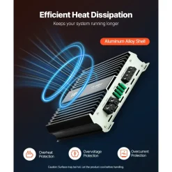 VEVOR Monoblock Car Amplifier, 1200W RMS MAX, 1/2/4 Ohm Stable, 1-Channel Class D Car Audio Amplifier with Remote Subwoofer Level Control, Low Pass Filter, Bass Boost & Phase Shift, Volume Controller