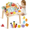 VEVOR Montessori Activity Table for Toddler 1-3 Years Old, 8 in 1 Wooden Learn Activity Desk, Baby Play Table for Boys & Girls Aged 6+ Months, Great Birthday, Christmas, Children's Day Present