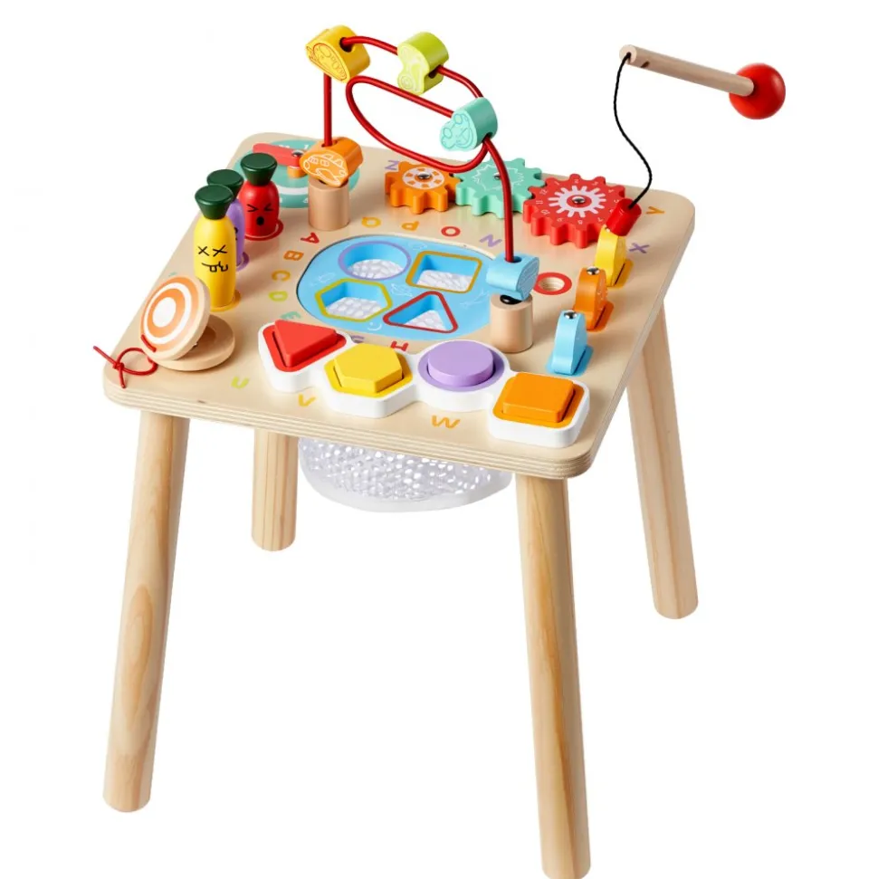 VEVOR Montessori Activity Table for Toddler 1-3 Years Old, 8 in 1 Wooden Learn Activity Desk, Baby Play Table for Boys & Girls Aged 6+ Months, Great Birthday, Christmas, Children's Day Present
