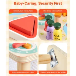 VEVOR Montessori Activity Table for Toddler 1-3 Years Old, 8 in 1 Wooden Learn Activity Desk, Baby Play Table for Boys & Girls Aged 6+ Months, Great Birthday, Christmas, Children's Day Present
