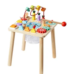 VEVOR Montessori Activity Table for Toddler 1-3 Years Old, 8 in 1 Wooden Learn Activity Desk, Baby Play Table for Boys & Girls Aged 6+ Months, Great Birthday, Christmas, Children's Day Present