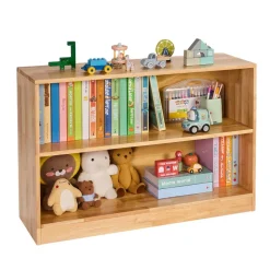 VEVOR Montessori Bookshelf, 35.4 in Width Toy Storage Organizer,  2-Tier Kids Display Storage Cabinet, Daycare Furniture, Kids Bookshelf for Bedroom, Nursery, Living Room, Entryway, Preschool, Brown