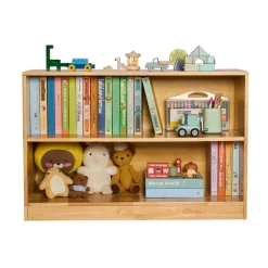 VEVOR Montessori Bookshelf, 35.4 in Width Toy Storage Organizer, 2-Tier Kids Display Storage Cabinet, Daycare Furniture, Kids Bookshelf for Bedroom, Nursery, Living Room, Entryway, Preschool, Brown