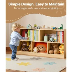 VEVOR Montessori Bookshelf, 45 in Width Toy Storage Organizer, 5-Section Kids Display Storage Cabinet, Daycare Furniture, Kids Bookshelf for Bedroom, Nursery, Living Room, Entryway, Preschool, Brown