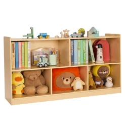 VEVOR Montessori Bookshelf, 45 in Width Toy Storage Organizer, 5-Section Kids Display Storage Cabinet, Daycare Furniture, Kids Bookshelf for Bedroom, Nursery, Living Room, Entryway, Preschool, Brown