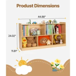 VEVOR Montessori Bookshelf, 45 in Width Toy Storage Organizer, 5-Section Kids Display Storage Cabinet, Daycare Furniture, Kids Bookshelf for Bedroom, Nursery, Living Room, Entryway, Preschool, Brown