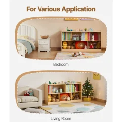 VEVOR Montessori Bookshelf, 45 in Width Toy Storage Organizer, 5-Section Kids Display Storage Cabinet, Daycare Furniture, Kids Bookshelf for Bedroom, Nursery, Living Room, Entryway, Preschool, Brown