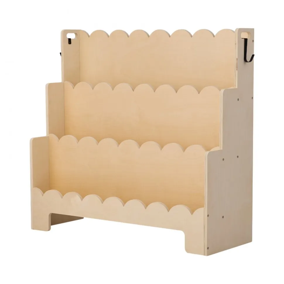 VEVOR Montessori Bookshelf, 3-Tier Scalloped Kids Bookshelf, Front Facing Toddler Bookcase, Dual Hooks for Hanging Backpacks, Baby Bookshelf for Kids Room, Living Room, Entryway, Nursury, Preschool