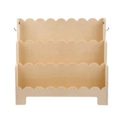 VEVOR Montessori Bookshelf, 3-Tier Scalloped Kids Bookshelf, Front Facing Toddler Bookcase, Dual Hooks for Hanging Backpacks, Baby Bookshelf for Kids Room, Living Room, Entryway, Nursury, Preschool