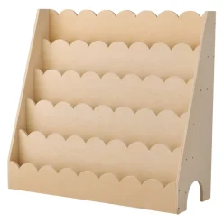 VEVOR Montessori Bookshelf, 5-Tier Scalloped Kids Bookshelf, Front Facing Toddler Bookcase, Dual Hooks for Hanging Backpacks, Baby Bookshelf for Kids Room, Living Room, Entryway, Nursury, Preschool