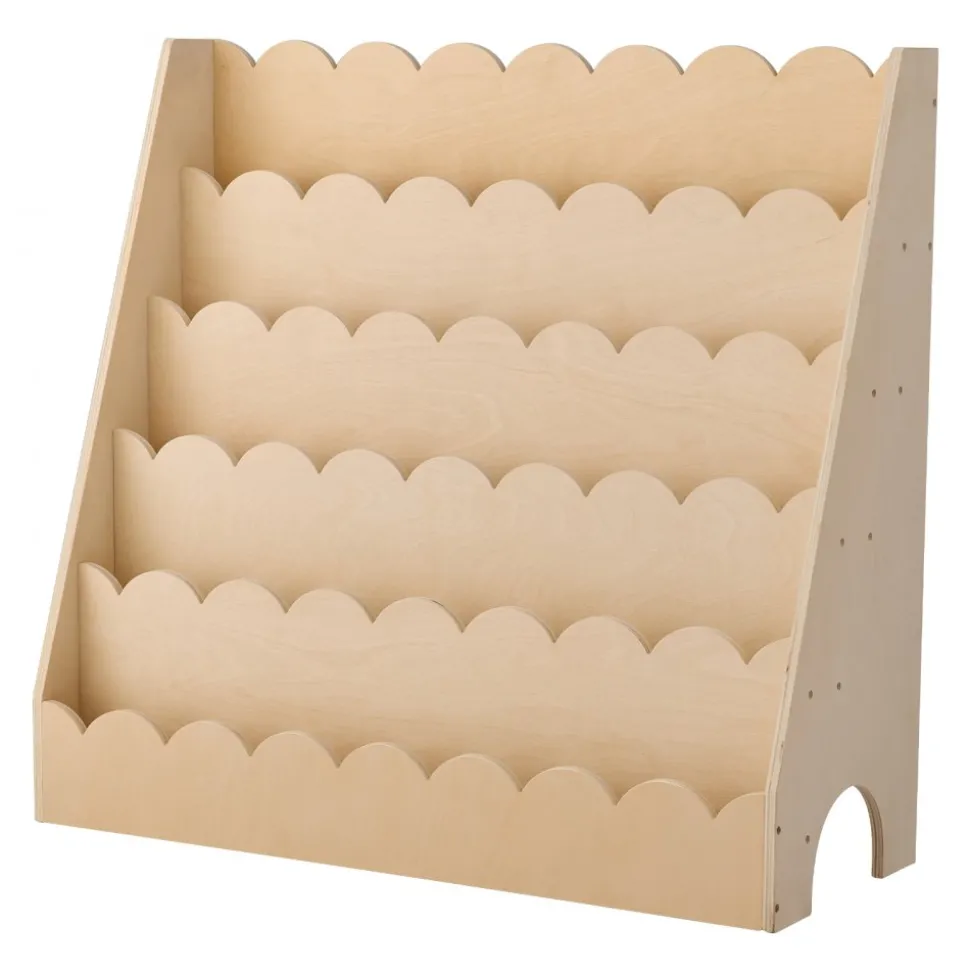 VEVOR Montessori Bookshelf, 5-Tier Scalloped Kids Bookshelf, Front Facing Toddler Bookcase, Dual Hooks for Hanging Backpacks, Baby Bookshelf for Kids Room, Living Room, Entryway, Nursury, Preschool