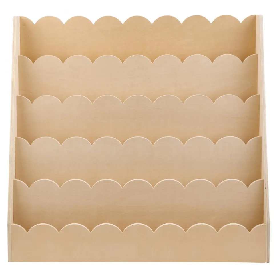 VEVOR Montessori Bookshelf, 5-Tier Scalloped Kids Bookshelf, Front Facing Toddler Bookcase, Dual Hooks for Hanging Backpacks, Baby Bookshelf for Kids Room, Living Room, Entryway, Nursury, Preschool