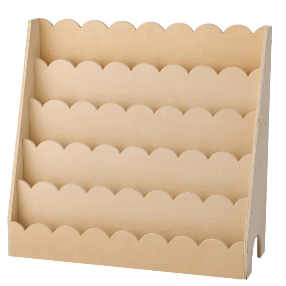 VEVOR Montessori Bookshelf, 5-Tier Scalloped Kids Bookshelf, Front Facing Toddler Bookcase, Dual Hooks for Hanging Backpacks, Baby Bookshelf for Kids Room, Living Room, Entryway, Nursury, Preschool