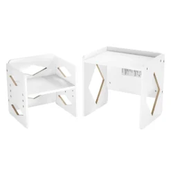 VEVOR Montessori Weaning Table and Chair Set, Wooden Toddler Table and Chair Set for Aged 1-5, Adjustable Height Kids Montessori Chair and Activity Table, Ideal for Reading, Eating, Playing - White
