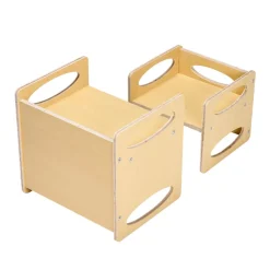 VEVOR Montessori Weaning Table and Chair Set, Wooden Toddler Table and Chair Set for Aged 1-5, Adjustable Height Kids Montessori Chair and Activity Table, Ideal for Reading, Eating, Playing - Natural