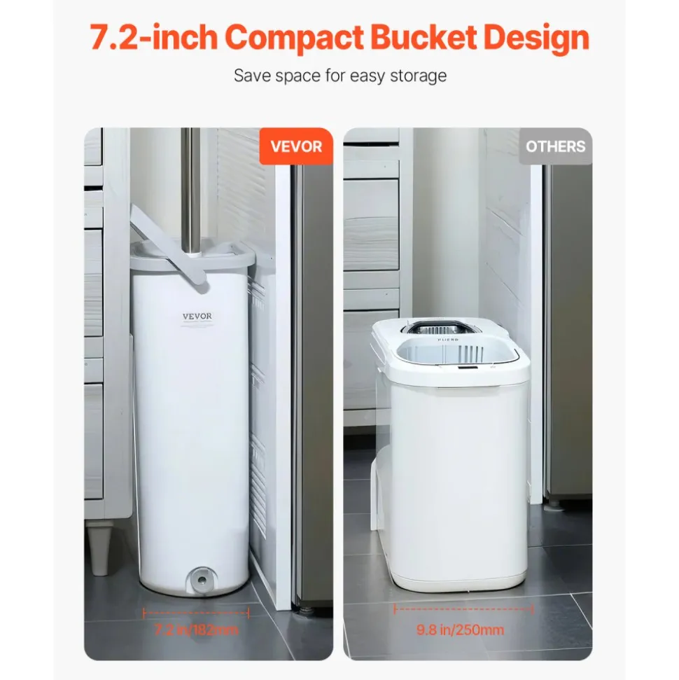 VEVOR Mop and Bucket with Wringer Set, Wet & Dry Use, Flat Mop and Bucket System with 3 Washable Microfiber Pads, Flat Mop with Stainless Steel Handle, Mop Bucket Set for Hardwood Tile Vinyl