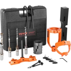 VEVOR Mortising Attachment for Drill Press, 4 Model Drills Square Hole Chisel Set, Bench Drill Locator Set Mortise and Tenon Tools with 5 Bushings, for Woodworking Mortising Tenoning Drilling Machine