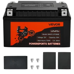 VEVOR Motorcycle Battery, 12 Volt 6Ah, LiFePO4 Lithium Pre-Charged Powersports Battery, Maintenance Free & High Performance, Compatible with ATV, Motorcycle, Jet Skis, Scooter, UTV, and More