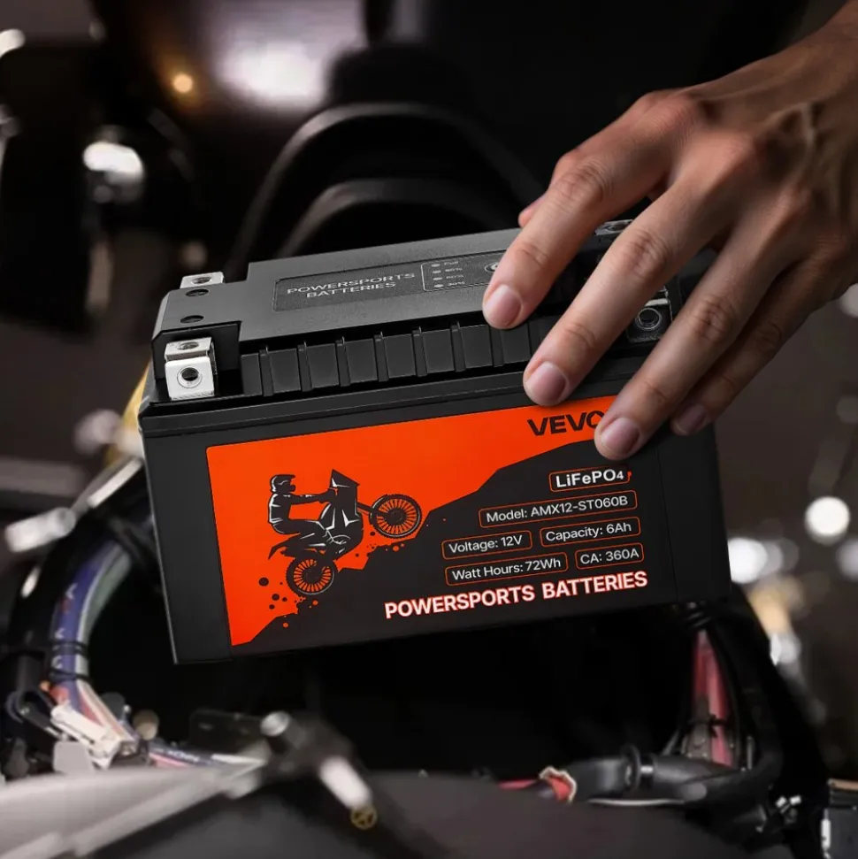 VEVOR Motorcycle Battery, 12 Volt 6Ah, LiFePO4 Lithium Pre-Charged Powersports Battery, Maintenance Free & High Performance, Compatible with ATV, Motorcycle, Jet Skis, Scooter, UTV, and More