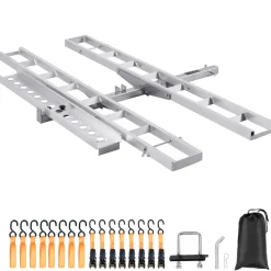VEVOR Motorcycle Carrier, 2-Bike 600 LBS Aluminum Motorcycle Carrier Hitch Mount, Loading Ramp, Scooter Dirt Bike Trailer Hauler, Ratchet Straps and Stabilizer, for Car, Truck with 2" Hitch Receiver
