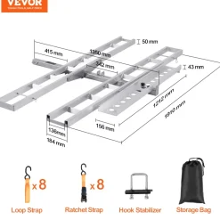 VEVOR Motorcycle Carrier, 2-Bike 600 LBS Aluminum Motorcycle Carrier Hitch Mount, Loading Ramp, Scooter Dirt Bike Trailer Hauler, Ratchet Straps and Stabilizer, for Car, Truck with 2