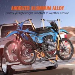 VEVOR Motorcycle Carrier, 2-Bike 600 LBS Aluminum Motorcycle Carrier Hitch Mount, Loading Ramp, Scooter Dirt Bike Trailer Hauler, Ratchet Straps and Stabilizer, for Car, Truck with 2