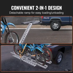 VEVOR Motorcycle Carrier, 2-Bike 600 LBS Aluminum Motorcycle Carrier Hitch Mount, Loading Ramp, Scooter Dirt Bike Trailer Hauler, Ratchet Straps and Stabilizer, for Car, Truck with 2