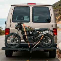 VEVOR Motorcycle Carrier, 500 lbs Capacity, Heavy Duty Steel Hitch Mount Rack with 47in Ramp, Ratchet Straps & Stabilizer, Scooter Dirt Bike Trailer Hauler for Car Truck with 2-Inch Hitch Receiver