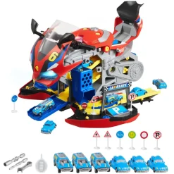 VEVOR Motorcycle Engine Toy, 25 Pieces, Motorcycle Mechanic Toy with Removable Parts, Lights & Sounds, Simulated Riding & Track Racing, Kids Mechanic Workshop Set for Toddler 3 Years and Up, Red