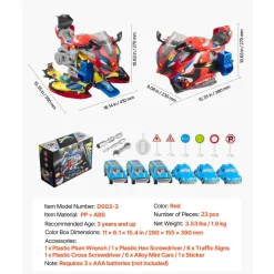 VEVOR Motorcycle Engine Toy, 25 Pieces, Motorcycle Mechanic Toy with Removable Parts, Lights & Sounds, Simulated Riding & Track Racing, Kids Mechanic Workshop Set for Toddler 3 Years and Up, Red