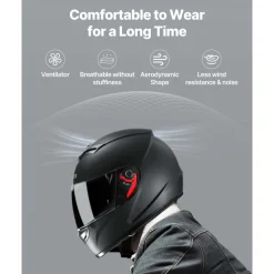 VEVOR Motorcycle Helmet, Full Face, Adult Motocross Dirt Bike Helmet with Tinted and Clear Dual Visor, Motorbike Racing Street with Detachable Liner for Men & Women, DOT Approved, (Matte Black, L)