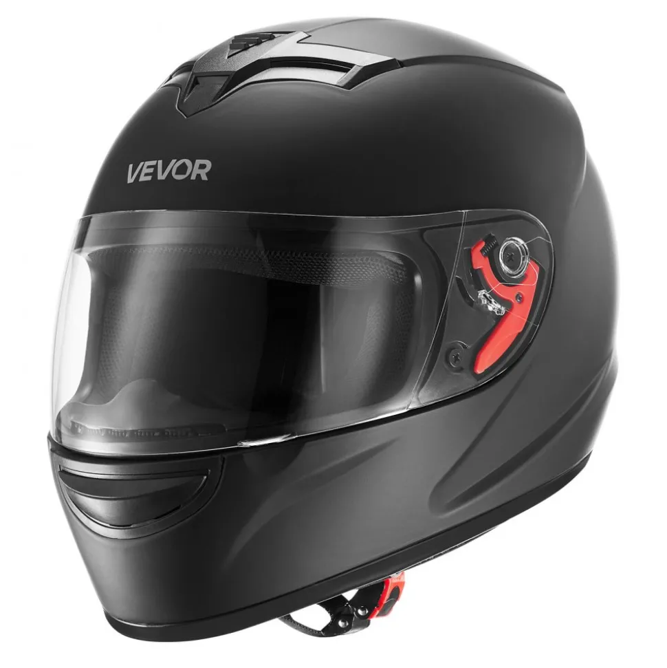 VEVOR Motorcycle Helmet, Full Face, Adult Motocross Dirt Bike Helmet with Tinted and Clear Dual Visor, Motorbike Racing Street with Detachable Liner for Men & Women, DOT Approved, (Matte Black, L)