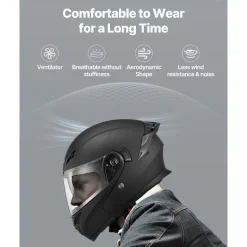 VEVOR Motorcycle Helmet, Modular, Adult Motocross Dirt Bike Helmet with Large Clear Visor, Comfortable Motorbike Racing Street with Detachable Liner for Men & Women, DOT Approved, (Matte Black, L)