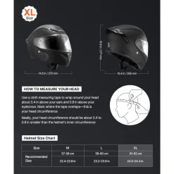 VEVOR Motorcycle Helmet, Modular, Adult Motocross Dirt Bike Helmet with Large Clear Visor, Comfortable Motorbike Racing Street with Detachable Liner for Men & Women, DOT Approved, (Matte Black, XL)