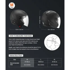 VEVOR Motorcycle Helmet, 3/4 Open Face, Adult Motocross Dirt Bike Helmet with Clear Visor, Comfortable Motorbike Racing Street with Detachable Liner for Men & Women, DOT Approved, (Matte Black, M)