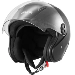 VEVOR Motorcycle Helmet, 3/4 Open Face, Adult Motocross Dirt Bike Helmet with Clear Visor, Comfortable Motorbike Racing Street with Detachable Liner for Men & Women, DOT Approved, (Matte Black, M)