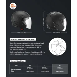 VEVOR Motorcycle Helmet, 3/4 Open Face, Adult Motocross Dirt Bike Helmet with Clear Visor, Comfortable Motorbike Racing Street with Detachable Liner for Men & Women, DOT Approved, (Matte Black, XL)