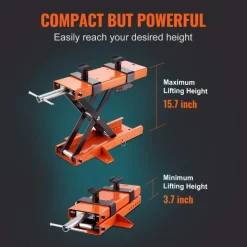 VEVOR Motorcycle Lift, 500 kg Motorcycle Center Scissor Lift Jack with Saddle & Safety Pin, Steel Motorcycle Jack Hoist Stand for Street Bikes, Cruiser Bikes, Touring Motorcycles