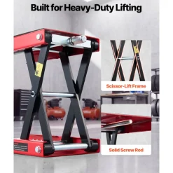 VEVOR Motorcycle Lift, 1100 lbs Motorcycle Scissor Lift Jack with Wide Deck & Lock Pin, 3.74