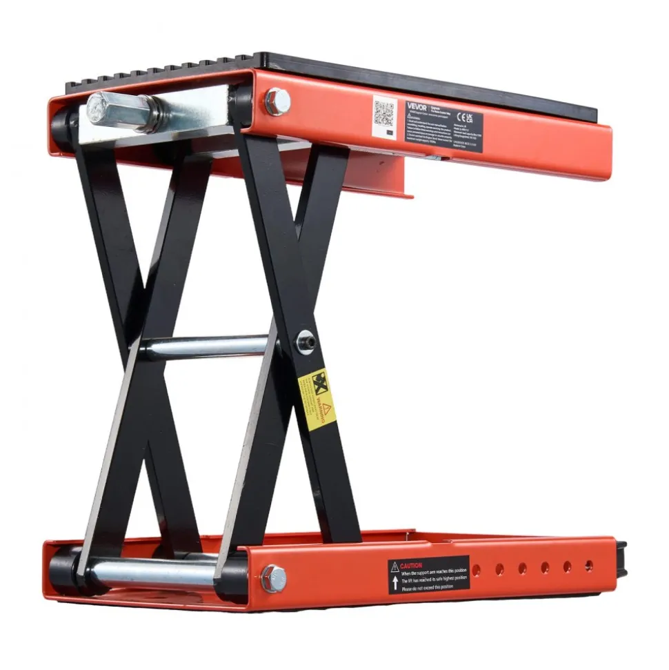 VEVOR Motorcycle Lift, 1500 lbs Motorcycle Scissor Lift Jack with Wide Deck & Lock Pin, 4.13"-13.77" Center Hoist Crank Stand, Steel Scissor Jack for Street Bikes, Cruiser Bikes, Touring Motorcycles