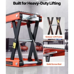 VEVOR Motorcycle Lift, 1500 lbs Motorcycle Scissor Lift Jack with Wide Deck & Lock Pin, 4.13