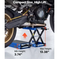 VEVOR Motorcycle Lift, 1100 LBS Motorcycle Scissor Lift Jack with Wide Deck & Safety Pin, 3.7