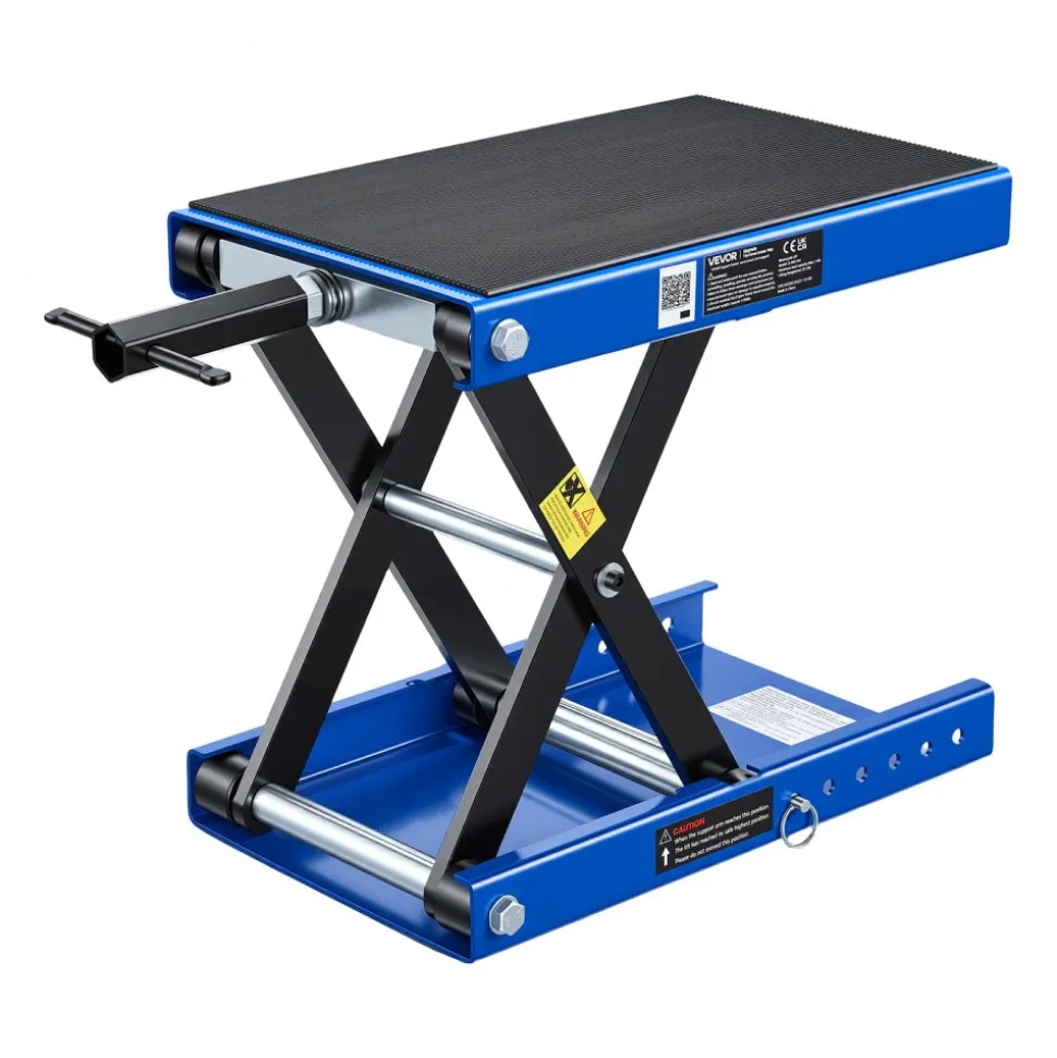 VEVOR Motorcycle Lift, 1100 LBS Motorcycle Scissor Lift Jack with Wide Deck & Safety Pin, 3.7"-13.8" Center Hoist Crank Stand, Steel Scissor Jack for Street Bikes, Cruiser Bikes, Touring Motorcycles
