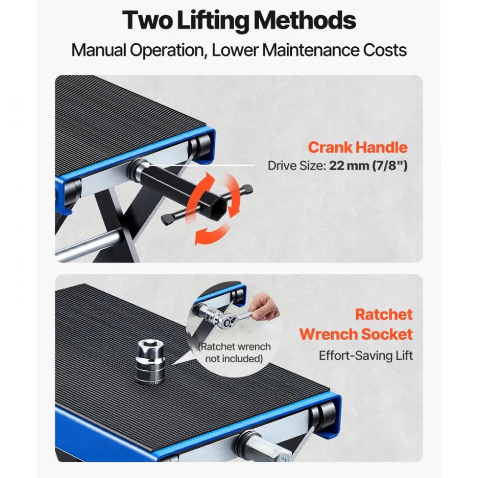 VEVOR Motorcycle Lift, 1100 LBS Motorcycle Scissor Lift Jack with Wide Deck & Safety Pin, 3.7"-13.8" Center Hoist Crank Stand, Steel Scissor Jack for Street Bikes, Cruiser Bikes, Touring Motorcycles