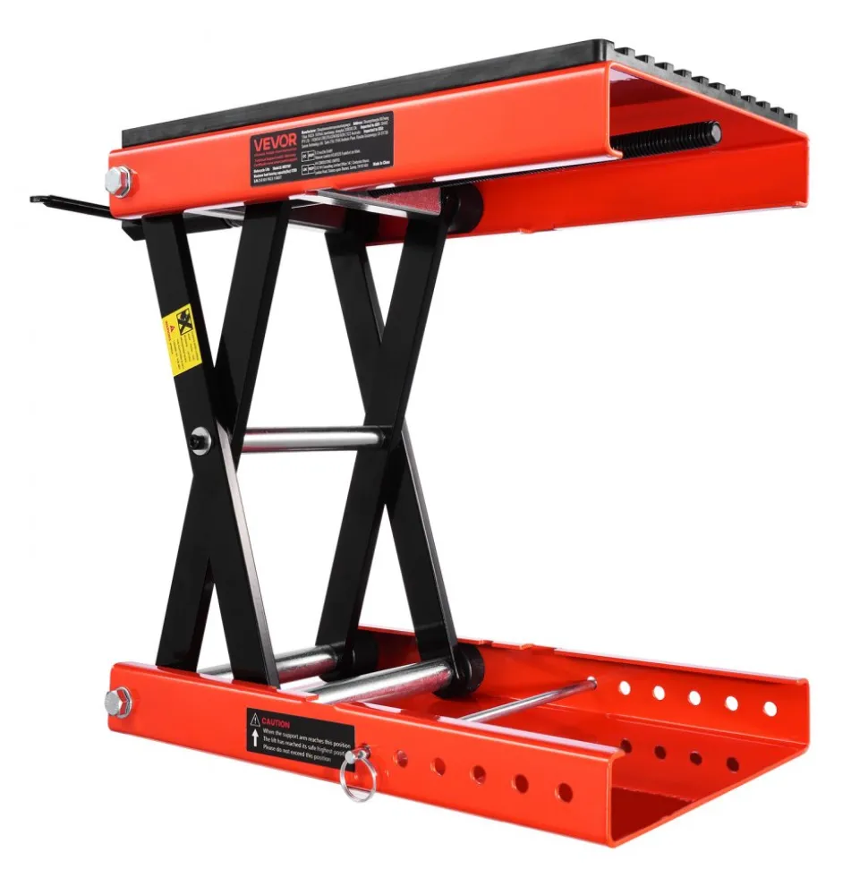 VEVOR Motorcycle Lift, 1200lbs Weight Capacity, Wide Deck Motorcycle Scissor Jack, 4.1-15 in Height Range, Heavy Duty Steel Bike Repair Center Stand with Ratchet and Crank for ATVs, Dirt Bikes