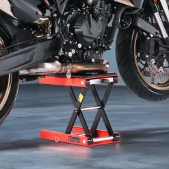 VEVOR Motorcycle Lift, 1200lbs Weight Capacity, Wide Deck Motorcycle Scissor Jack, 4.1-15 in Height Range, Heavy Duty Steel Bike Repair Center Stand with Ratchet and Crank for ATVs, Dirt Bikes