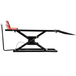 VEVOR Motorcycle Lift Table, 1500lbs Weight Capacity, Pneumatic Motorcycle Jack, 8.6-31 in Height Range, Heavy Duty Bike Repair Stand with Removable Workbench, Repair Platform for ATVs, Dirt Bike